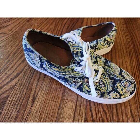 Vans Shoes - VANS Paisley Floral Blue/Yellow Sneakers Shoes Size Women 8/ Men 6.5